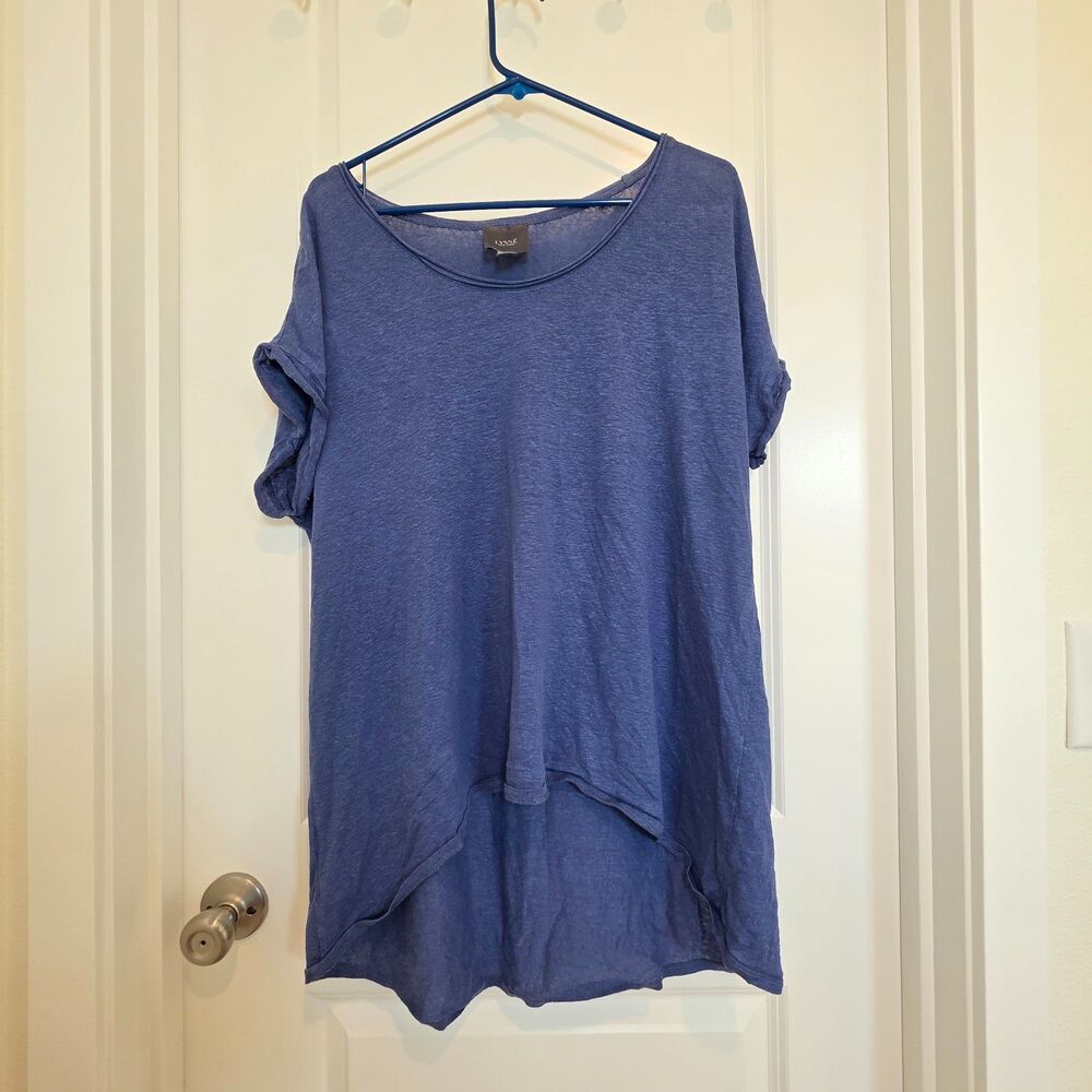 Lysse Linen TShirt Sz L Classic Tee High Low Hem Slubby Breathable Lagenlook